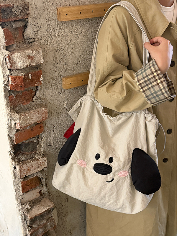 Japanese-Style Cute Big-Eared Dog Shoulder Bag for Women - Large-Capacity Canvas Tote for Students and Commuters Japanese-Style Cute Big-Eared Dog Shoulder Bag for Women - Large-Capacity Canvas Tote for Students and Commuters