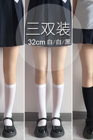 Japanese Style Cute Pudding Bear Knee-High Socks for Women - Stretchable, Thin, Sweet, Perfect for Casual Looks