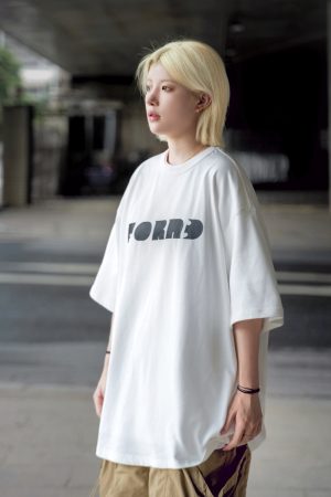 Japanese Style Letter Print Dark Green Short Sleeve T-Shirt for Men - Heavyweight 90s American Trendy Spring/Summer Fashion