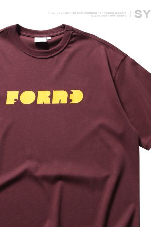 Japanese Style Letter Print Dark Green Short Sleeve T-Shirt for Men - Heavyweight 90s American Trendy Spring/Summer Fashion