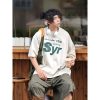Japanese-Style Letter Print Heavyweight Round Neck Short Sleeve T-Shirt for Men - Loose Versatile Summer Tee