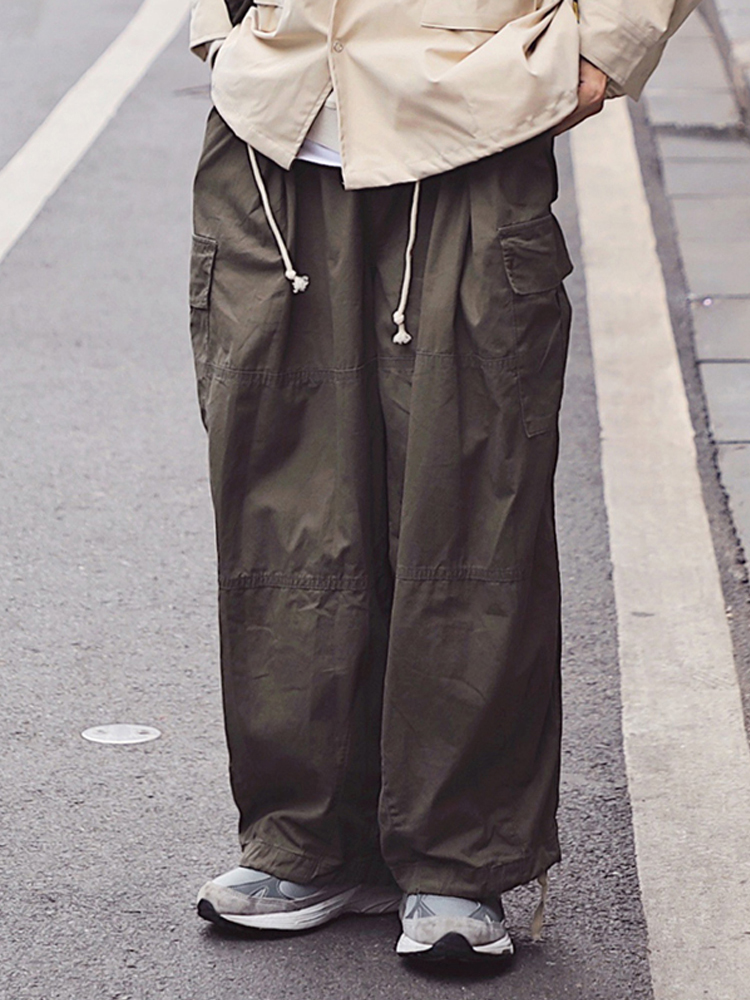 Japanese-Style Loose Drawstring Wide-Leg Work Pants for Men - Summer Harajuku Fashion, Trendy Casual Trousers Japanese-Style Loose Drawstring Wide-Leg Work Pants for Men - Summer Harajuku Fashion, Trendy Casual Trousers