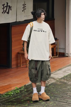 Japanese Style Loose Fit Summer T-Shirt for Men â€“ Fun Printed Short Sleeve Round Neck Tee, Versatile 90s-Inspired Fashion