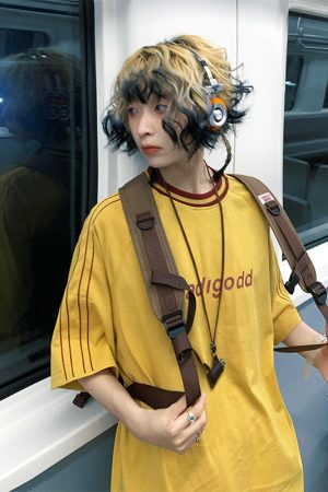 Japanese-Style Loose Short Sleeve Women's Color-Blocking Letter Print Raglan T-Shirt - Casual Summer Top