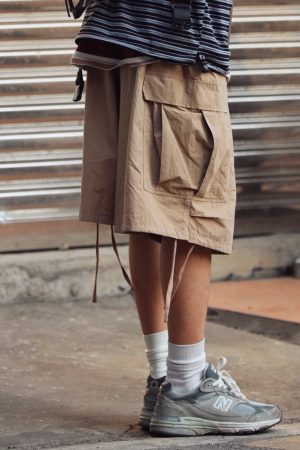 Japanese-Style Loose Wide-Leg Work Shorts for Men - Trendy Summer Couple's Fashion, Casual Comfort, Y2K Inspired