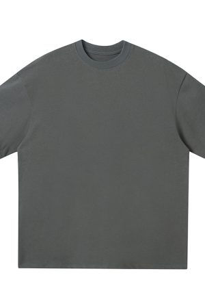 Japanese-Style Minimalist Heavyweight 250g Solid Color Short-Sleeve Men's T-Shirt - Loose Fit, Versatile Pure Cotton, Casual Wear