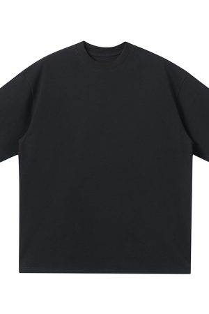 Japanese-Style Minimalist Heavyweight 250g Solid Color Short-Sleeve Men's T-Shirt - Loose Fit, Versatile Pure Cotton, Casual Wear