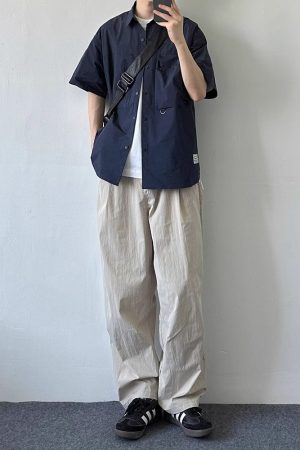 Japanese-Style Multi-Pocket Short Sleeve Shirt for Men and Women - Retro Loose Fit Casual Summer Workwear