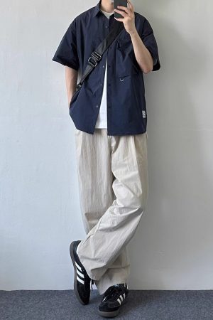 Japanese-Style Multi-Pocket Short Sleeve Shirt for Men and Women - Retro Loose Fit Casual Summer Workwear