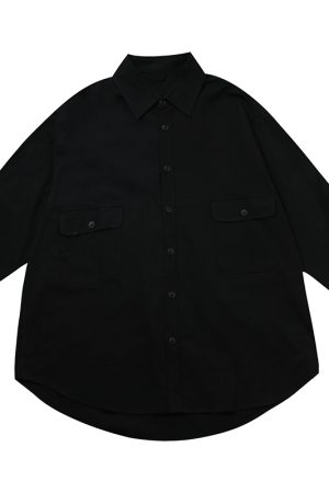 Japanese-Style Oversized Mid-Length Long Sleeve Shirt Jacket for Men - Casual 90s Inspired Fashion