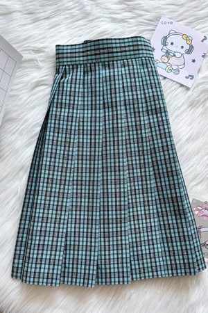 Japanese Style Pleated JK Skirt - Women's High Waist Slim Short Skirt, Luo Yan Pudding Bear Design, Y2K Aesthetic