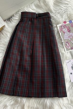Japanese Style Pleated JK Skirt - Women's High Waist Slim Short Skirt, Luo Yan Pudding Bear Design, Y2K Aesthetic