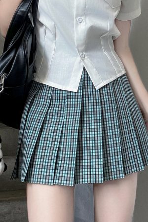 Japanese Style Pleated JK Skirt - Women's High Waist Slim Short Skirt, Luo Yan Pudding Bear Design, Y2K Aesthetic
