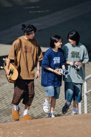 Japanese-Style Printed Short-Sleeve T-Shirt for Men - Casual Loose Round Neck Summer Tee