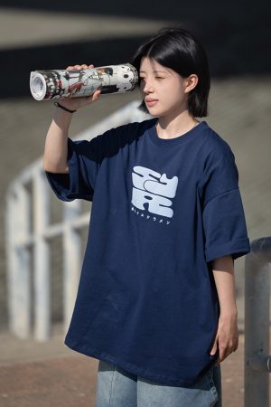 Japanese-Style Printed Short-Sleeve T-Shirt for Men - Casual Loose Round Neck Summer Tee