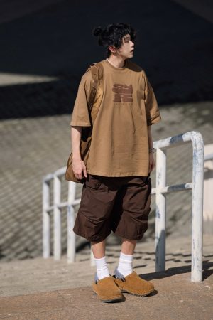 Japanese-Style Printed Short-Sleeve T-Shirt for Men - Casual Loose Round Neck Summer Tee