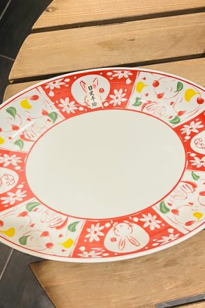 Japanese-Style Rabbit Ceramic Rice Bowl Set - 4.5-Inch Underglaze Ramen Hat Tableware for New Year Gift