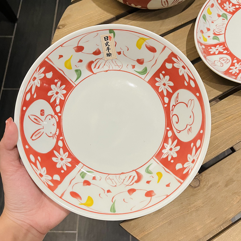 Japanese-Style Rabbit Ceramic Rice Bowl Set - 4.5-Inch Underglaze Ramen Hat Tableware for New Year Gift Japanese-Style Rabbit Ceramic Rice Bowl Set - 4.5-Inch Underglaze Ramen Hat Tableware for New Year Gift