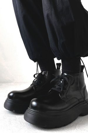 Japanese-Style Retro Big-Head Martin Boots for Men - Trendy British Thick-Soled Mid-Top Work Shoes