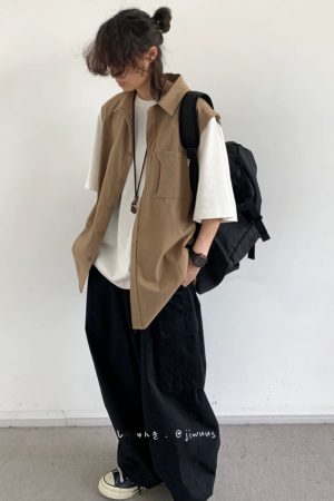 Japanese-Style Retro Fake Two-Piece Short Sleeve Shirt for Men and Women - Summer Loose Youth Couple Trendy Top