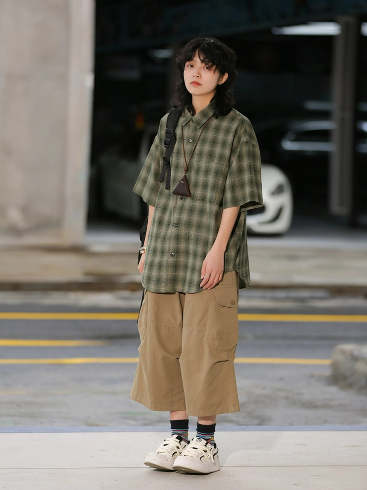Japanese-Style Retro Loose Pocket Work Pants for Men and Women, Summer Street Fashion Casual Wide-Leg Cropped Trousers Japanese-Style Retro Loose Pocket Work Pants for Men and Women, Summer Street Fashion Casual Wide-Leg Cropped Trousers