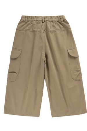 Japanese-Style Retro Loose Pocket Work Pants for Men and Women, Summer Street Fashion Casual Wide-Leg Cropped Trousers