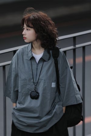 Japanese-Style Retro Loose Polo Shirt for Men and Women - Unisex Casual Short Sleeve T-Shirt, Summer City Boy Trend