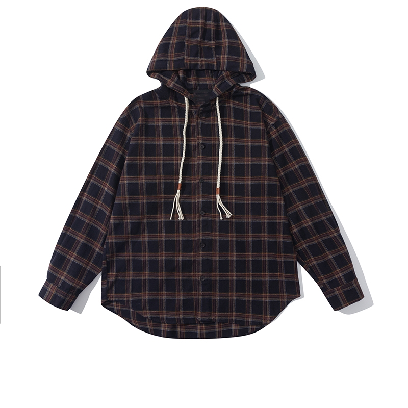 Japanese-Style Retro Plaid Hooded Long Sleeve Shirt for Men and Women - Casual College Trendy Jacket for Spring and Autumn Japanese-Style Retro Plaid Hooded Long Sleeve Shirt for Men and Women - Casual College Trendy Jacket for Spring and Autumn