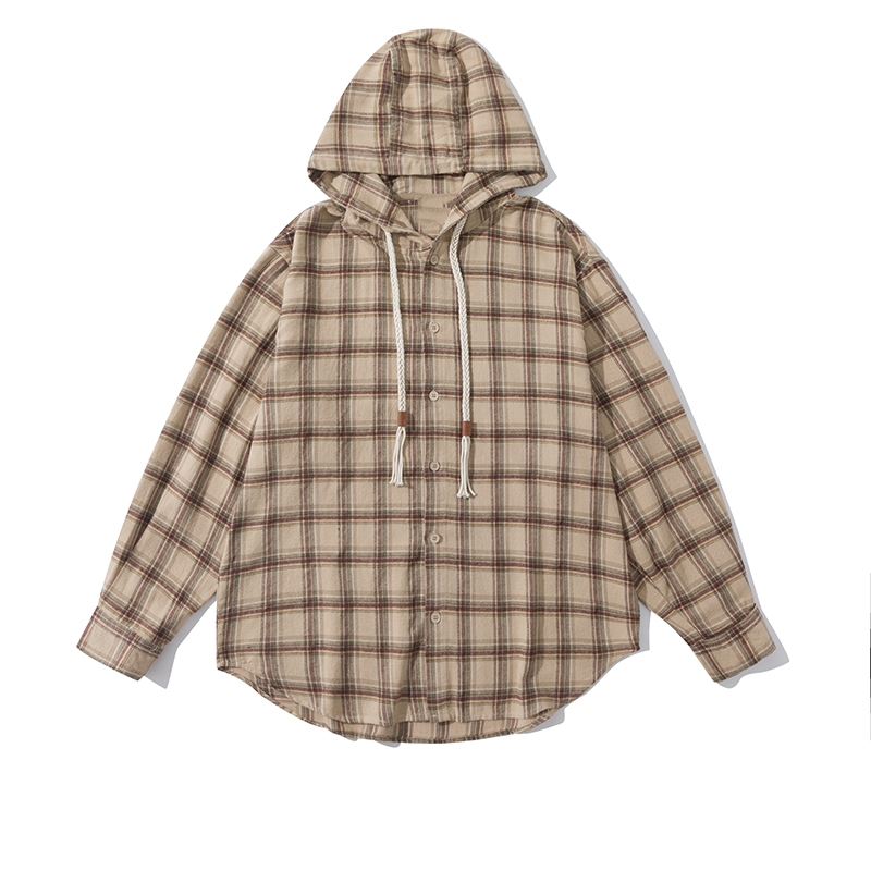 Japanese-Style Retro Plaid Hooded Long Sleeve Shirt for Men and Women - Casual College Trendy Jacket for Spring and Autumn Japanese-Style Retro Plaid Hooded Long Sleeve Shirt for Men and Women - Casual College Trendy Jacket for Spring and Autumn