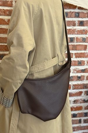 Japanese-Style Retro Soft Leather Horn Bag for Women, Niche Lazy Dumpling Shoulder Crossbody Bag with Large Capacity