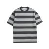 Japanese-Style Retro Striped Round Neck Short Sleeve T-Shirt for Summer, Unisex Loose College Style Half-Sleeve Top