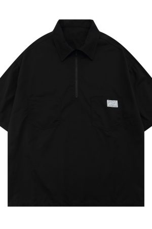 Japanese-Style Retro Summer Short-Sleeve Unisex Polo Shirt - Loose Fit City Boy Half-Sleeve Top