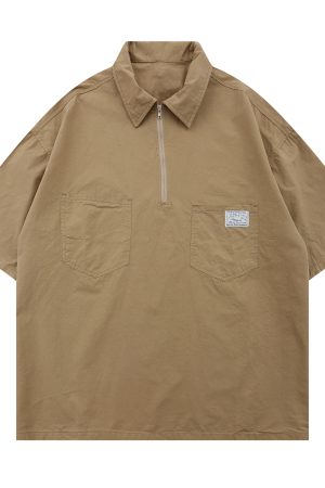 Japanese-Style Retro Summer Short-Sleeve Unisex Polo Shirt - Loose Fit City Boy Half-Sleeve Top