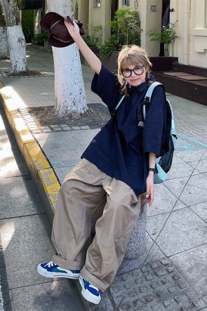 Japanese-Style Retro Summer Short-Sleeve Unisex Polo Shirt - Loose Fit City Boy Half-Sleeve Top