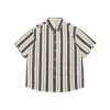 Japanese-Style Retro Vertical Striped Short Sleeve Shirt - Vintage Loose Casual Couple Top for Summer Trend