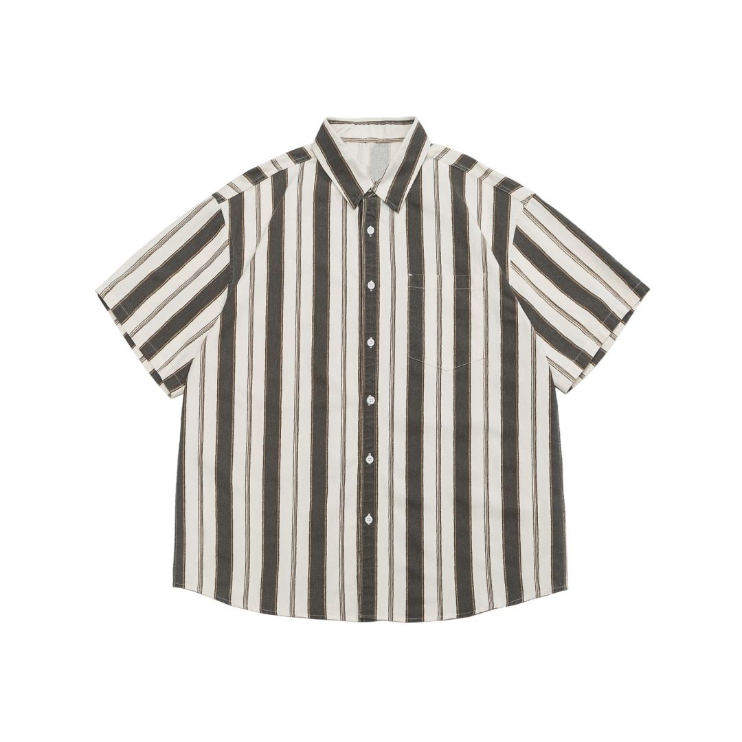 Japanese-Style Retro Vertical Striped Short Sleeve Shirt - Vintage Loose Casual Couple Top for Summer Trend Japanese-Style Retro Vertical Striped Short Sleeve Shirt - Vintage Loose Casual Couple Top for Summer Trend