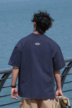 Japanese-Style Round Neck Printed Short Sleeve T-Shirt for Men - Casual 2025 Summer Couple Tee, Y2K Fashion