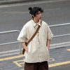 Japanese-Style Spliced Pocket Short Sleeve Shirt for Men - Casual Versatile Summer T-Shirt in Trendy Streetwear Style