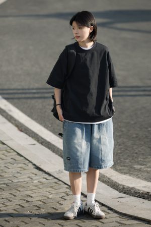 Japanese-Style Summer Solid Color Short Sleeve T-Shirt for Men - Casual Trendy 2025 Model, Versatile Fashion Essential