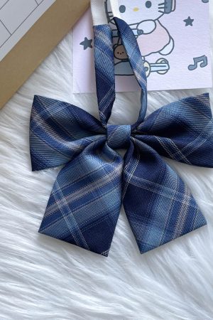 JK Uniform Pudding Bear Flat Angle Bow Tie Dress in Sea Night - Cute Kawaii Style Fashion for Trendy Outfits