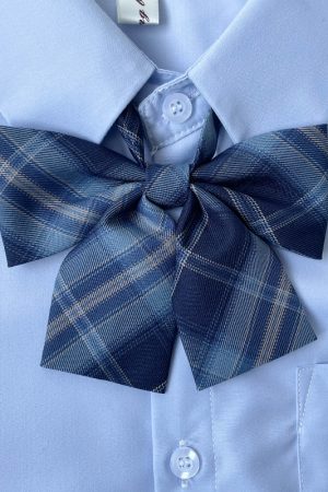 JK Uniform Pudding Bear Flat Angle Bow Tie Dress in Sea Night - Cute Kawaii Style Fashion for Trendy Outfits