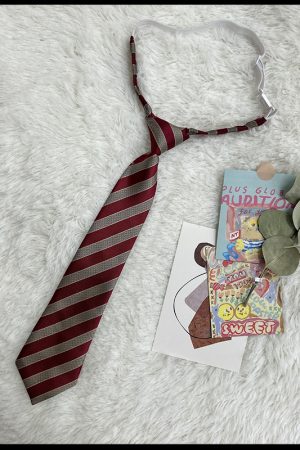 JK Uniform Pudding Bear Set - Plaid Skirt, DK Striped Tie, Decorative Bow Tie, Japanese Style, Cute Girls' College Outfit