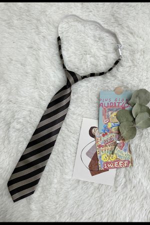 JK Uniform Pudding Bear Set - Plaid Skirt, DK Striped Tie, Decorative Bow Tie, Japanese Style, Cute Girls' College Outfit