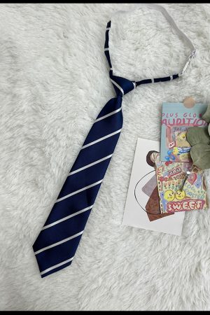 JK Uniform Pudding Bear Set - Plaid Skirt, DK Striped Tie, Decorative Bow Tie, Japanese Style, Cute Girls' College Outfit