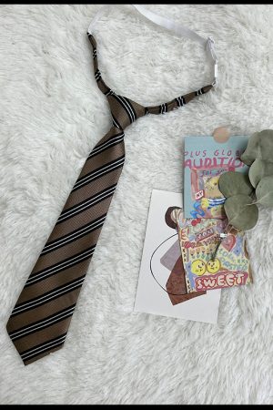 JK Uniform Pudding Bear Set - Plaid Skirt, DK Striped Tie, Decorative Bow Tie, Japanese Style, Cute Girls' College Outfit