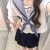 JK Uniform Sailor Suit Set with Short Sleeve Top and Pleated Skirt - Summer Fashion Inspired by Y2K and Korean Style