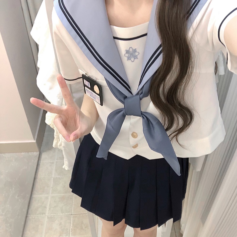 JK Uniform Sailor Suit Set with Short Sleeve Top and Pleated Skirt - Summer Fashion Inspired by Y2K and Korean Style JK Uniform Sailor Suit Set with Short Sleeve Top and Pleated Skirt - Summer Fashion Inspired by Y2K and Korean Style