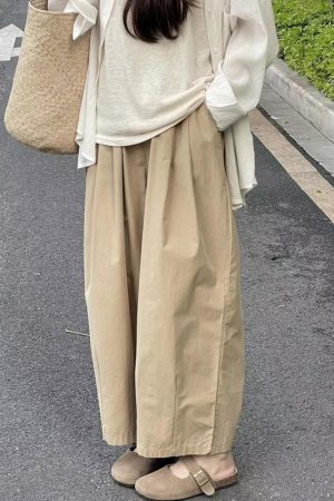 Khaki Japanese-Style Plus-Size Women's Balloon Casual Pants - Summer Lightweight Nine-Point Harem Trousers