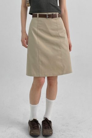 Khaki Midi Skirt for Women - Versatile Summer Bodycon Work Skirt, Professional Mid-Length Commuting Style, Chic Office Essential
