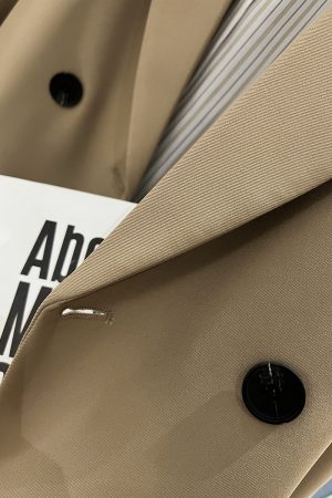 Khaki Women's Blazer Jacket - High-End British College Style for Spring and Autumn 2025, Trendy Small Suit Jacket